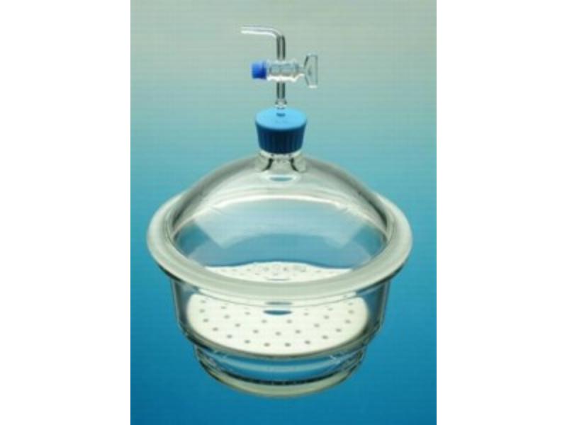 Exikátor 262/D/K s plast.hmatníkom,skl.kohútom a porcelánovou doskou, Ø 210mm