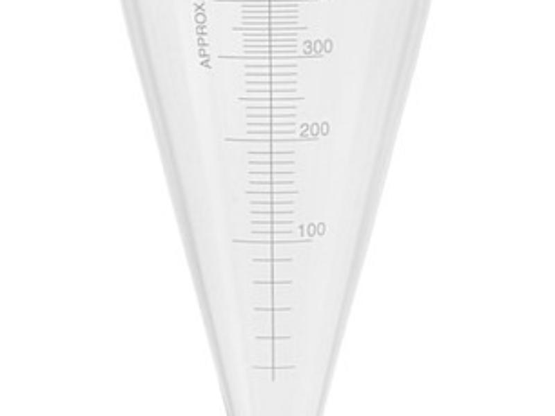 Lievik deliaci Squibba 50 ml, NZ 19/26, s PTFE kohútom a PE zátkou, biela graduácia