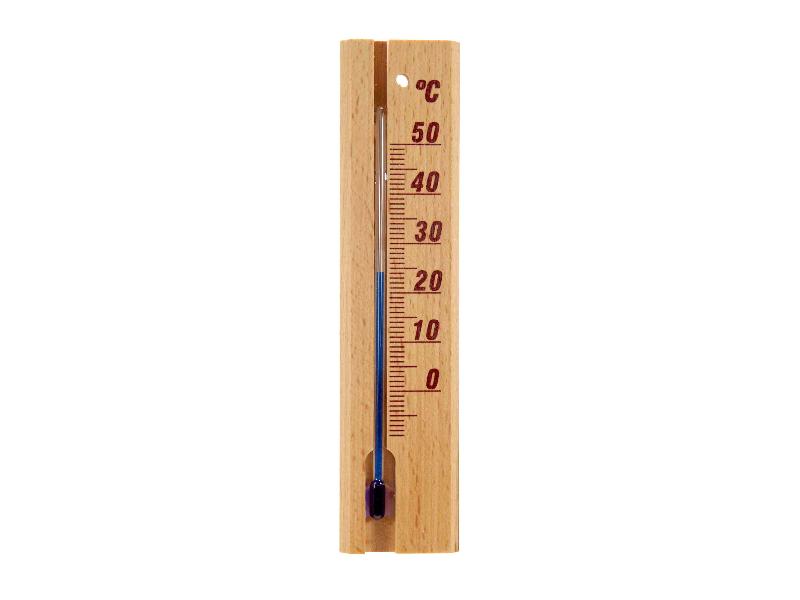 Teplomer izbový 0+50°C, drevo svetlé 150x35mm