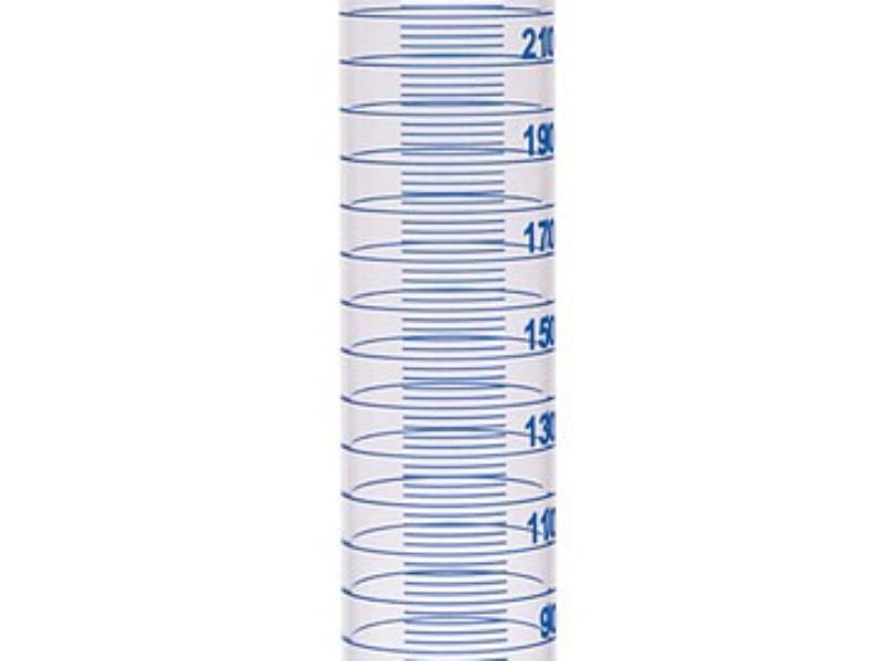 Valec odmerný vysoký 100 ml, trieda A, delenie 0,5 ml, modrá stupnica