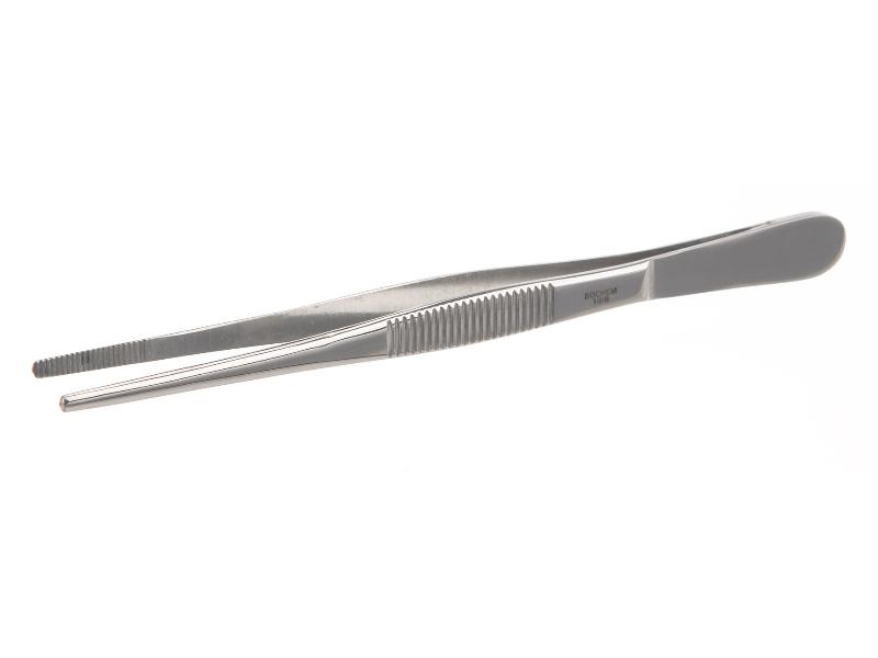 Pinzeta nerez priama 200 mm, guľatá čeľusť